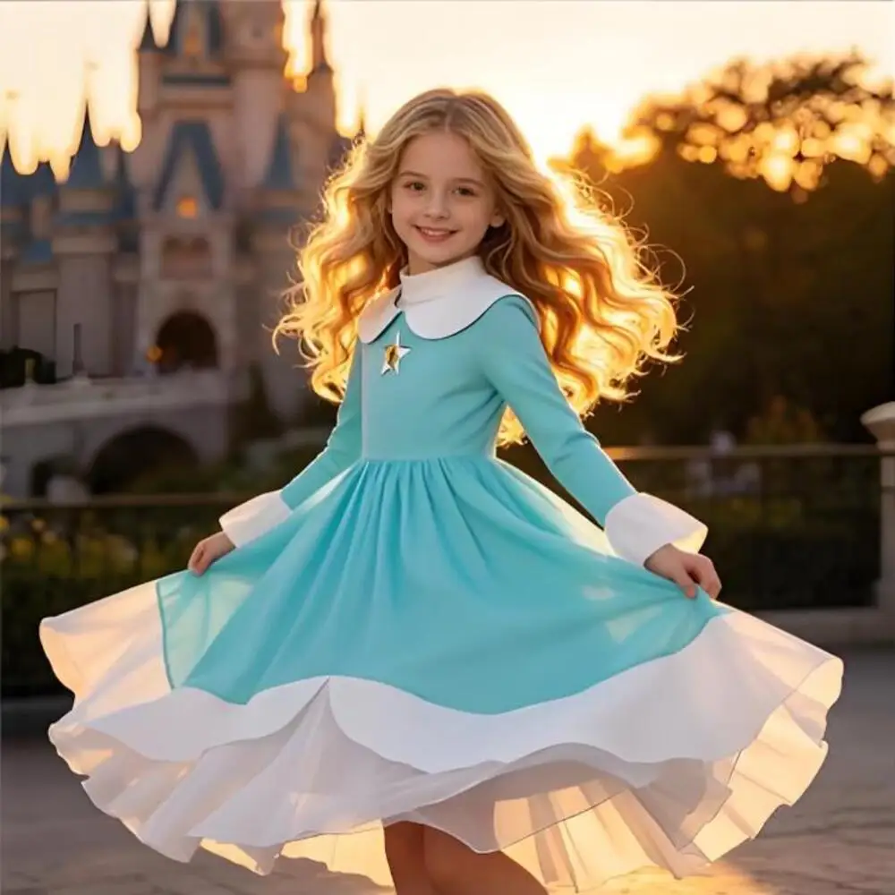 Peach Dresses For Girls Princess Costume Clothes Party Cosplay Halloween Carnival Birthday Dress Kids Vestidos