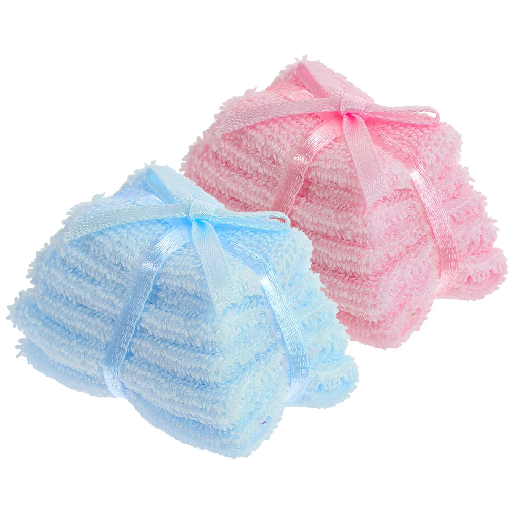 

2 Pcs Miniature Toys Dollhouse Bath Towel Adornments Model Towels Statues Bathroom