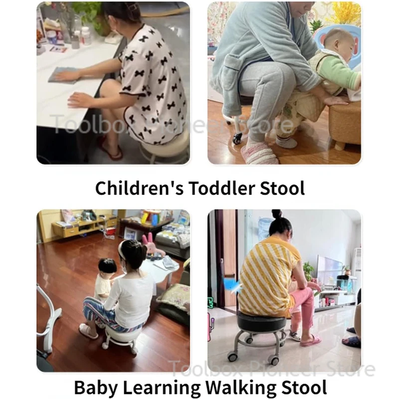 Pulley Low Stool Universal Wheel Small Stool Seat with Wheel Children Multi-functional Shoe Changing Round