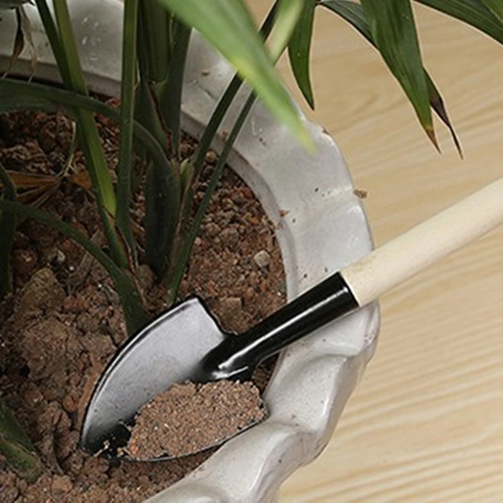 Gardening Tool Set 3Pcs Shovel Rake Spade Multifunction Hand Planting Tools Wooden Handle for Indoor Gardening