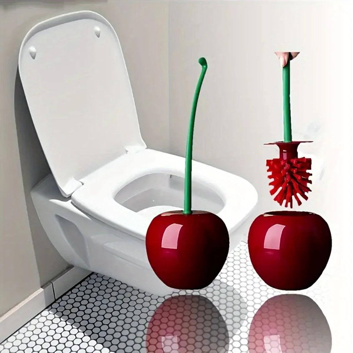 1pc-Fruit Cherry Style Toilet Brush Set