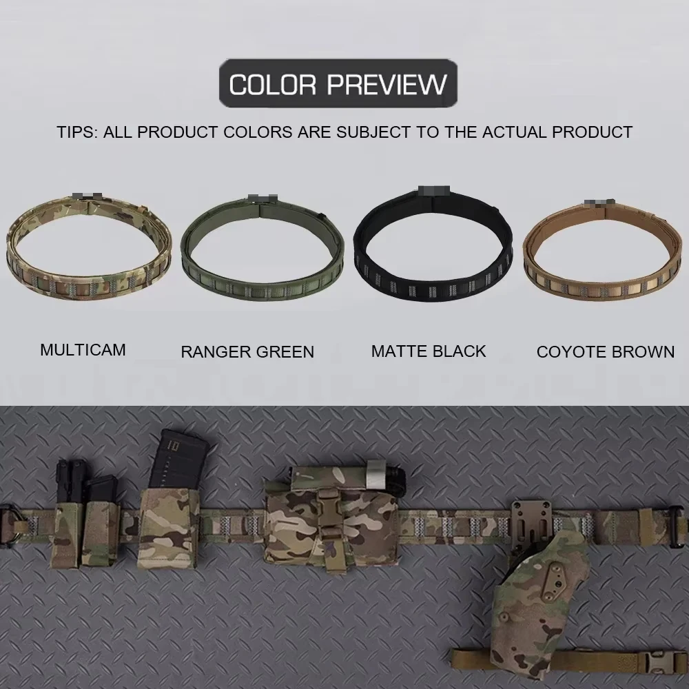 Ceinture tactique Molle 3 en 1 avec boucle métallique rapide pour pêche et airsoft