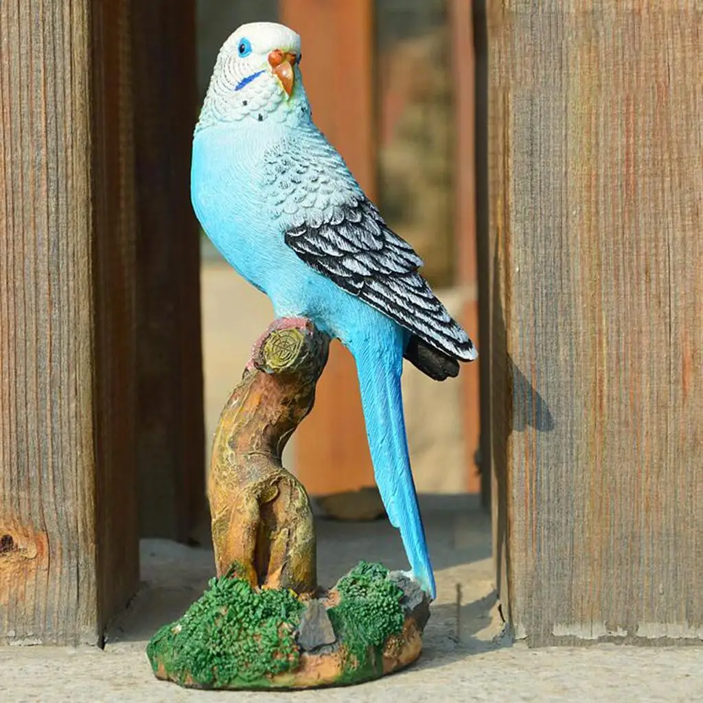 Resin Parrot Statue Miniature Tropical Bird Figurine Garden Decor Ornament for Backyard Fairy Accessories