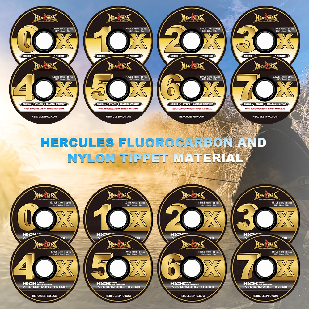 HERCULES-Fly Fishing Tackle with Holder Spool, Tender, 1X, 2X, 3X, 4X, 5X,  6X, 7X, 2.53LB -12.78LB, 55YDS Nylon - AliExpress
