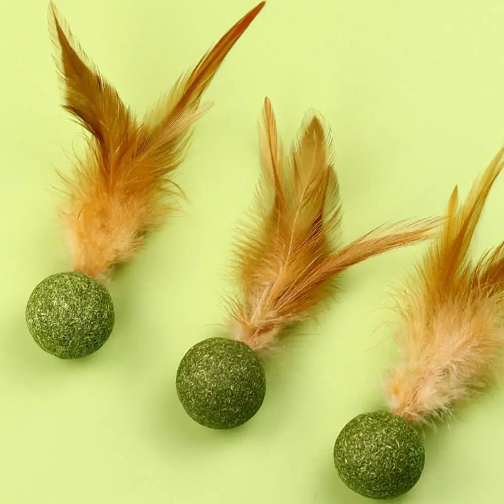 2 Pezzi Giocattolo Interattivo Per Gatti Catnip Feather Ball Compresso Naturale Commestibile Catnip Toy Cat Kicker Con Piume Per Gattino Gatto Al Cope