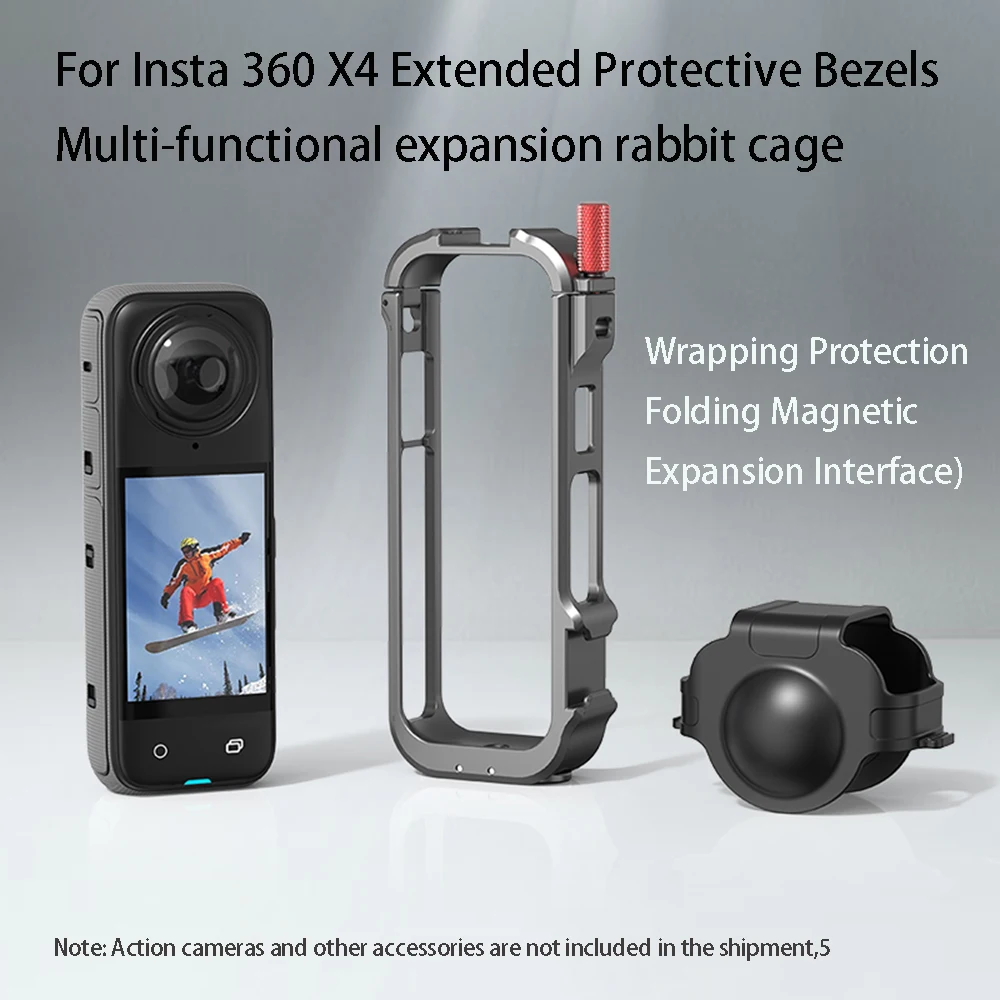 다기능 베젤 알루미늄 합금 확장 브래킷, 금속 프레임 포함, Insta360 X4 촬영 액세서리