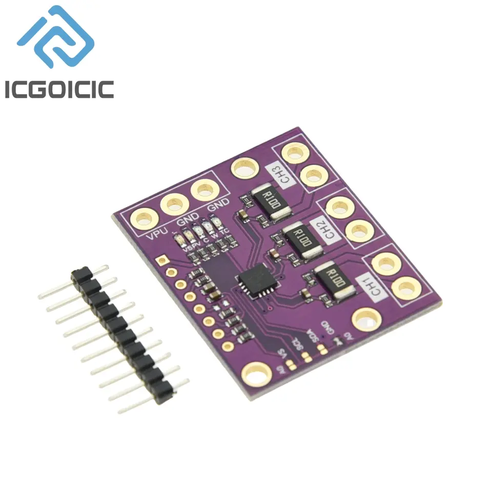 I2C SMBUS INA3221 Triple-Channel Shunt Current Power Supply Voltage Monitor Sensor Board Module Replace INA219 With Pins image 7