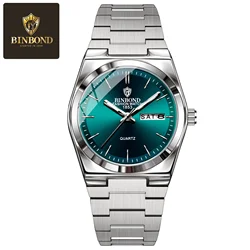 Elegant Women's Stainless Steel Waterproof Quartz Watch with Luminous Hands and Calendar (102Ms Silver Green)