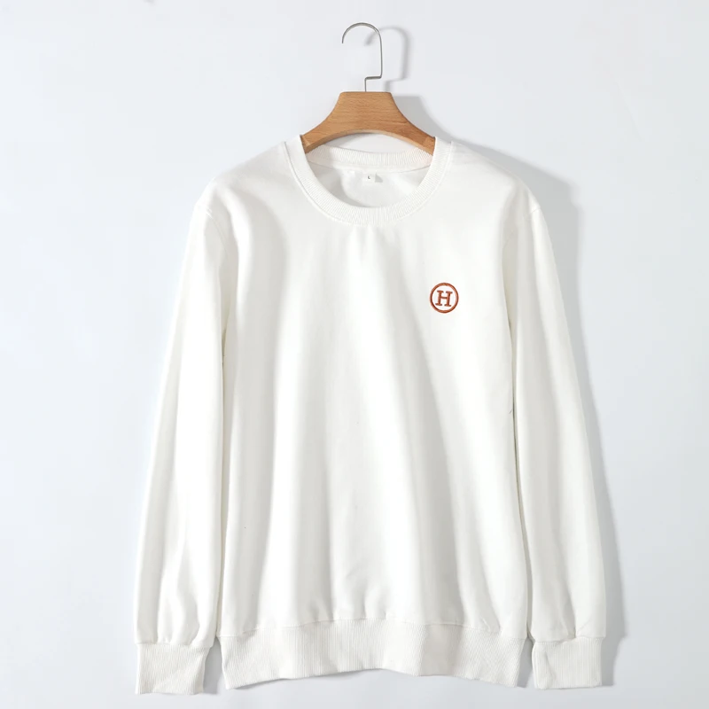 2025 Primavera e Autunno Coppia T-shirt in puro cotone T-shirt a maniche lunghe Donna Casual O-Collo T-shirt Casual Uomo e donna 2