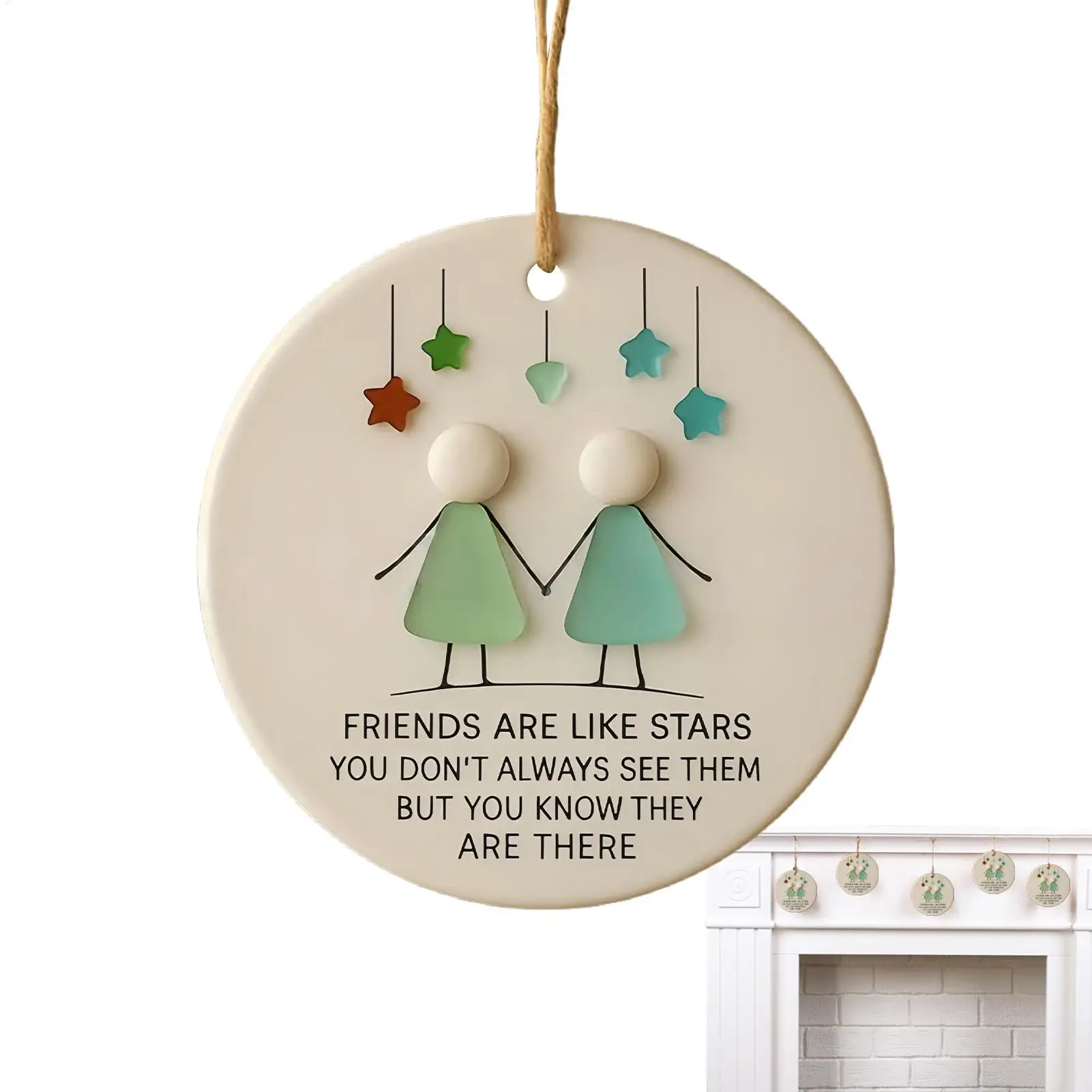 Friendship Ornaments for Women Friends Acrylic Decorative Christmas Tree Decor Handmade Heart Shape Keepsake Figurines