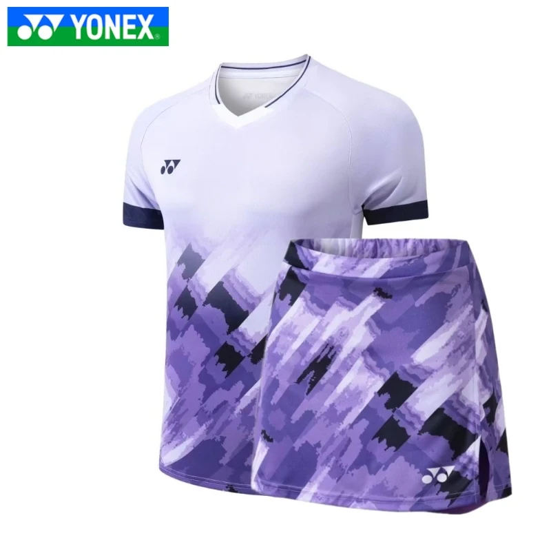 Yonex Woman Badminton Uniform Competition Training Suit Quick-drying Sweat-absorbent Top Short-sleeved T-shirt Skirt Culottes