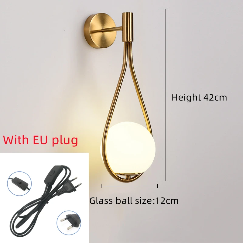 wall light fixture Modern Wall Light Glass Ball Luxury Gold Sconce Living Room Bedroom Bedside Aisle Staircase Nordic Wall Mount Indoor Decor Lamp wall lamps for living room Wall Lamps