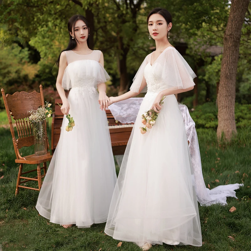 Red and white wedding dress with cap sleeves.