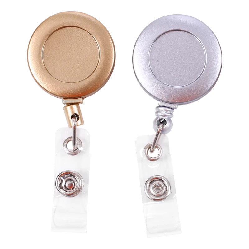 

Gold Silver Plastic Badge Reel Retractable ID Tag Pass Work Card Holder Clips Name Badges Tag Clip Reels