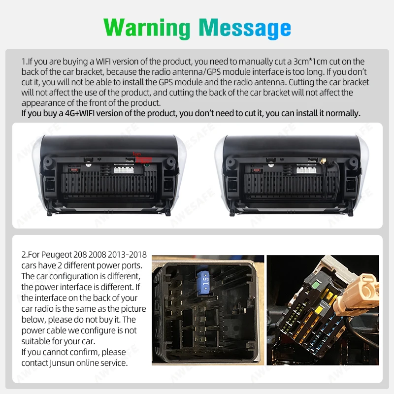 Radio para coche Junsun para Peugeot 2008 208 2012 - 2018, CarPlay inalámbrico, Android Auto, 8 núcleos, ventilador de refrigeración integrado, navegación GPS Android, reproductor multimedia, 4G-LTE, WiFi, DAB+, DSP, RDS, BT, SWC, pantalla táctil IPS, autorradio, reproductor de vídeo, unidad principal, estéreo 2