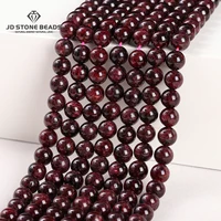 1A Natural Stone Dark Red Garnet Bead Round Loose Spacer 4 6 8 10mm Pick Size For Jewelry Making Diy Necklace Bracelet Accessory 1