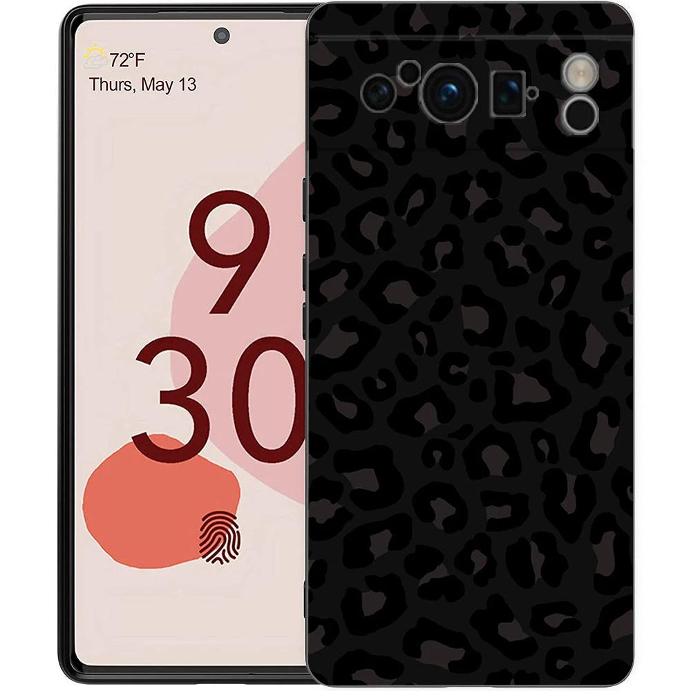 Leopard Print Pattern Soft Silicone Shockproof Phone Case - Black Cover s