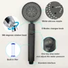 5 Modes Shower Head Black Silver 360 Degrees Rotating High Pressure Sprayer Nozzle Filter Bathroom Shower heads with Stop Button 6