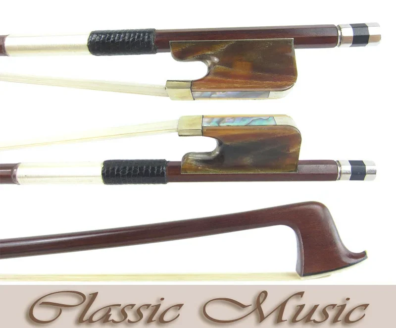 SILVER PERNAMBUCO Viola Bow with Red Horn Frog (4/4), Good Mongolian Horse Hair.