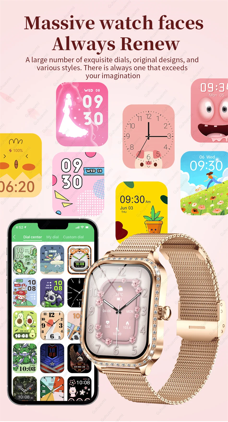 Neue Frauen SmartWatch Gebogene Bildschirm Männer Uhren Bluetooth Anruf Sport Frauen Körperliche Gesundheit IP68 Dame Smart Uhr Für Android iOS – Detail 9