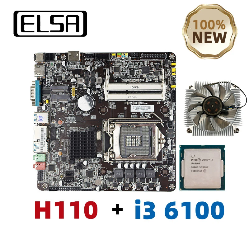 ELSA H110 Mini ITX Motherboard gaming kit with intel i3 6100 LGA 1151