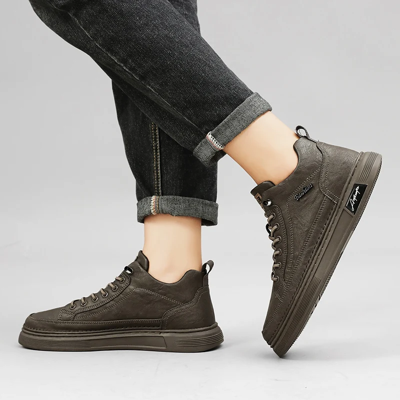 Britische Leder Herren Freizeit schuhe atmungsaktive trend ige hand gefertigte Schuhe Plattform atmungsaktive Schuhe männliche Wanderschuhe Männer schwarze Schuhe – Detail 20