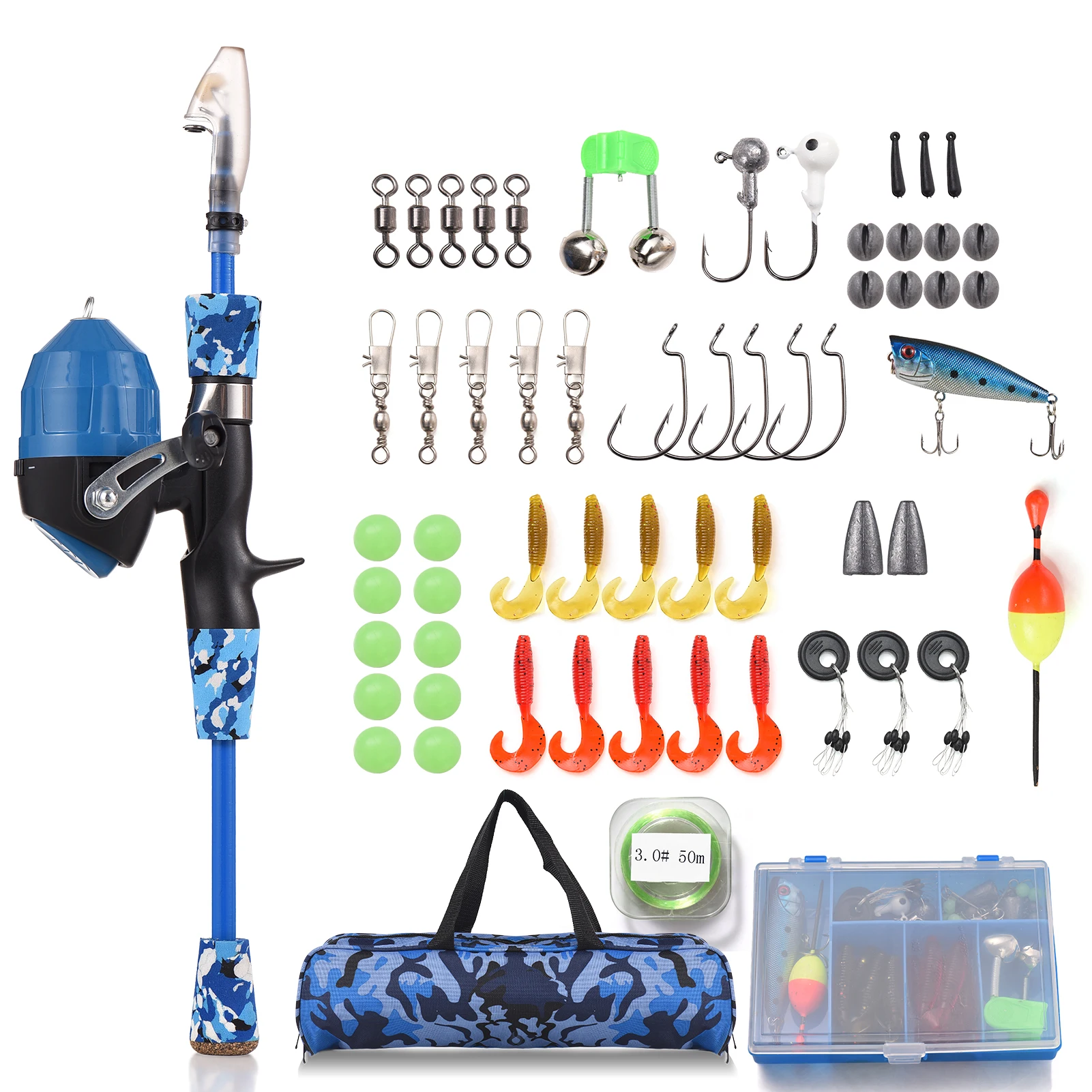 Kids Fishing Rod & Reel Combo Full Kit 1.2m/1.5m Telescopic Casting Rod