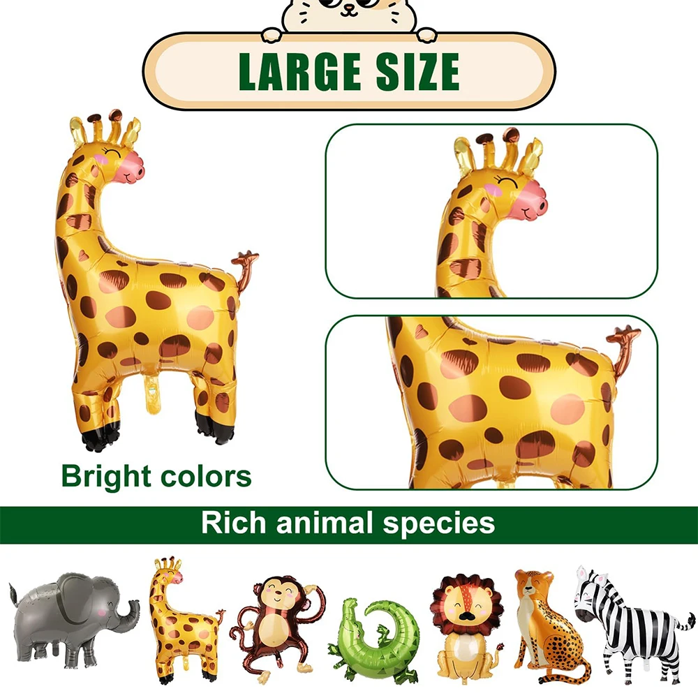 Safari-Tiere, alles Gute zum Geburtstag, Banner, Wimpelfolie, Tierballons für Kinder, Dschungel, Safari-Zoo-Thema, Party-Dekoration, Zubehör, Spielzeug – Detail 18
