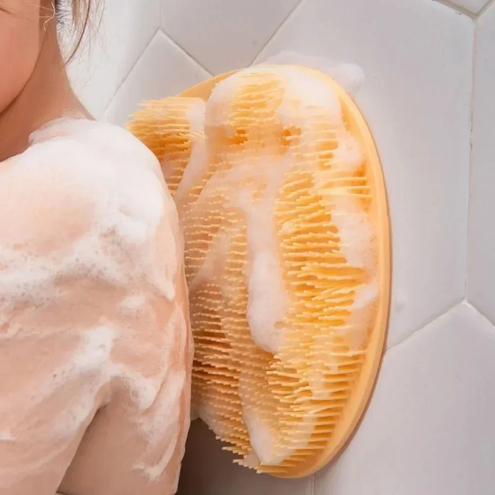 New Exfoliating Massage Brush Silicone Shower Scraper Bathroom Anti-slip Bath Mat Back Cleaning Foot Wash Shower Tool 2