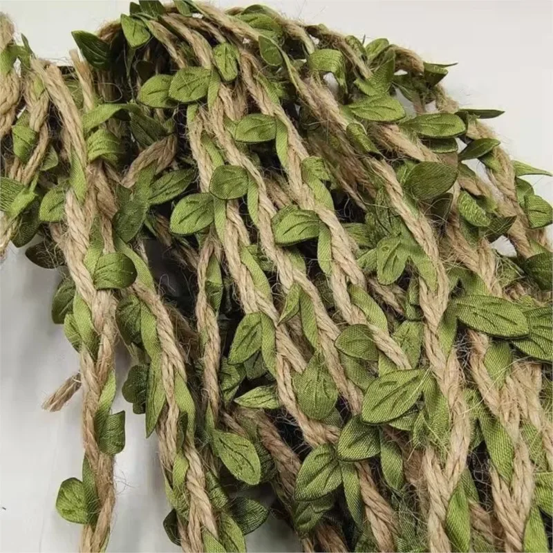 Hemp Rope With Fake Green Leaves Length 10 Meters Hunting Rifle Wrap Twine Camouflage Tree Stand Blind Cover