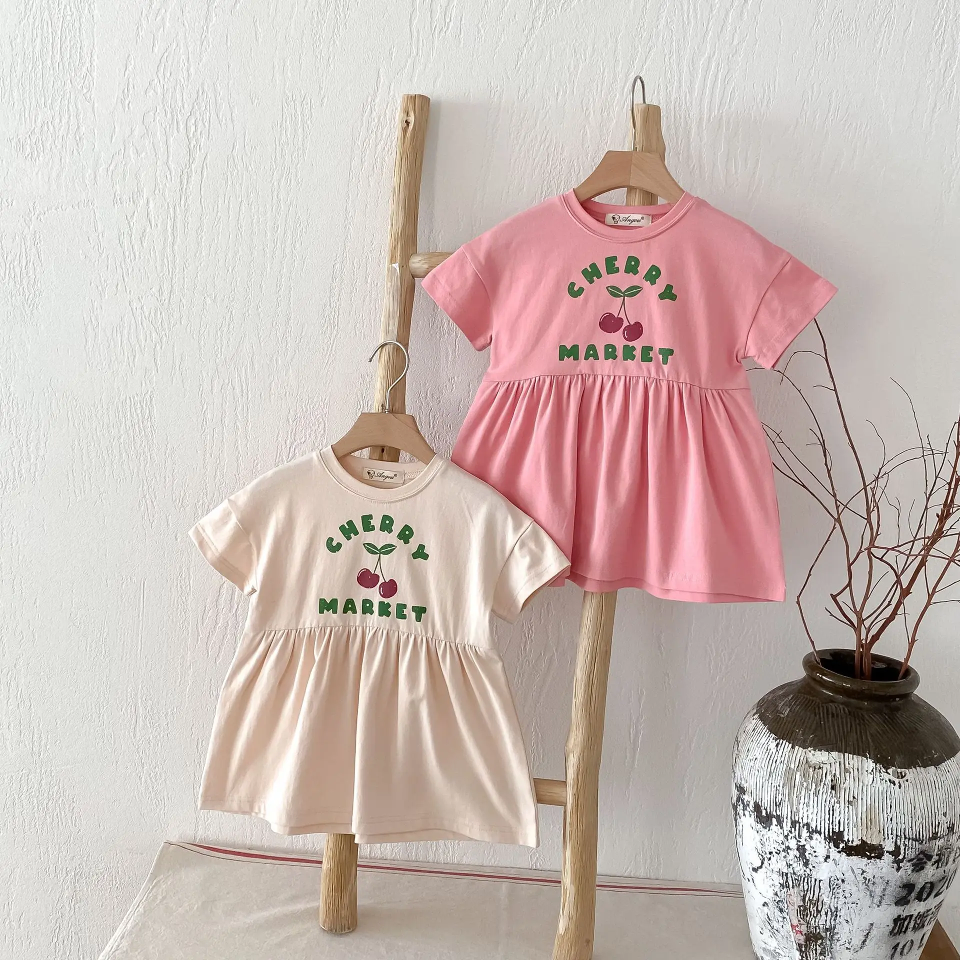 

2024 Summer New Children Short Sleeve Dress Cotton Kids Casual Dress Baby Girls Letter Print Cute Princess Dress Toddler Clothes