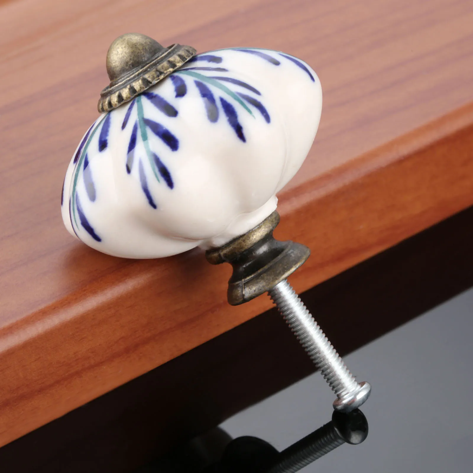 Retro Pumpkin Cabinet Knob Furniture Handles Ceramic Door Knobs Wardrobe Drawer Cupboard Kitchen Pull Handle 1Pc 38*33mm 43*41mm