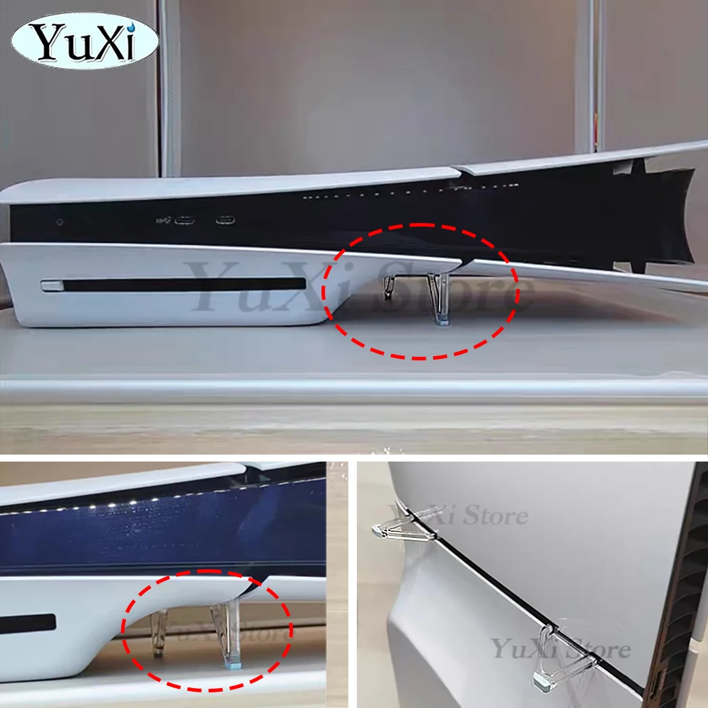 Supporto per console orizzontale per PS5 Pro Staffa di supporto fissa sottile Supporto per base da tavolo trasparente per Playstation 5 - immagine 3