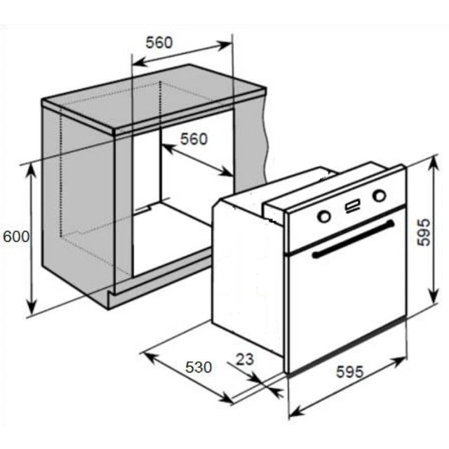 60cm Built-in Electric Oven 9 Function 2 Push Up Knobs with Grill Oven 2