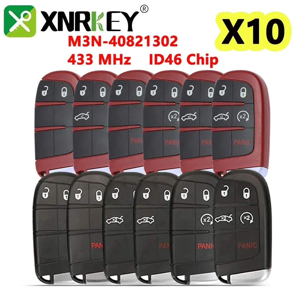 

XNRKEY 10 PCS / Set Replacement Smart Remote Key Fob For Chrysler Dodge Charger Journey Challenge 433MHz ID46 Chip M3N-40821302