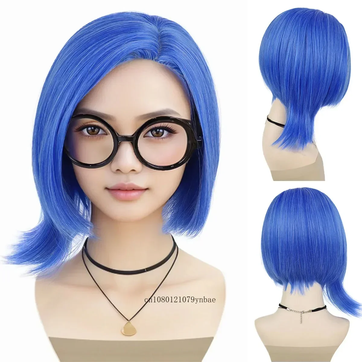 Set De Cosplay Coraline Con Peluca Azul, Gafas De Botón Y Joyas – Incluye Collar De Piedra Verde Y Pinza De Libélula, Perfecto Para Halloween Y Fiestas Temáticas