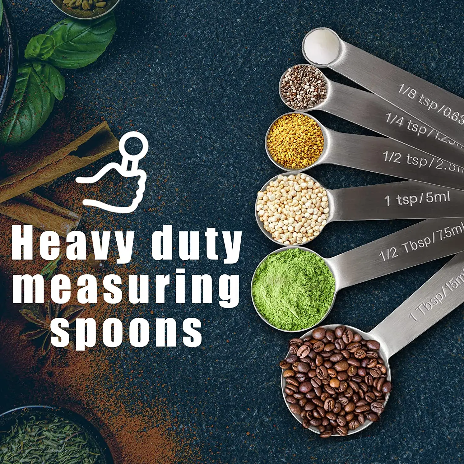 6pcs/set Stainless Steel Measuring Spoons Set Teaspoons Narrow Mouth Spice Jars Baking Measuring Spoons For Baking K0125