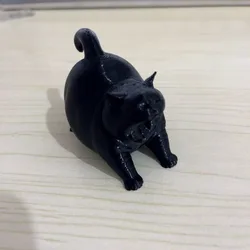 Adorable Yawning Cat Figurine - Charming Home and Desktop Decor Ornament (Black)