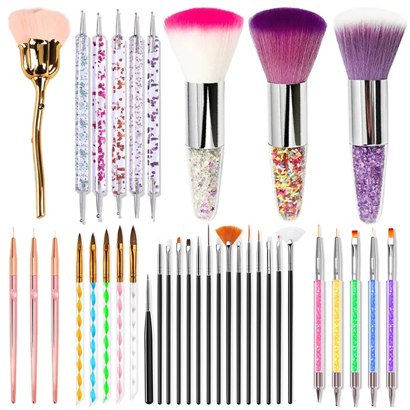 Nail art brushes remove nail dust acrylic UV gel polish powder cleaning tool manicure accessories makeup brushes set