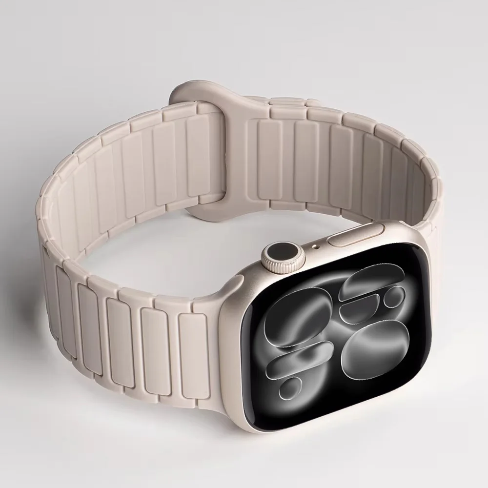 สายซิลิโคนแม่เหล็ก iWatch 40-49 มม. ปรับได้ ใส่สบาย ทนทาน