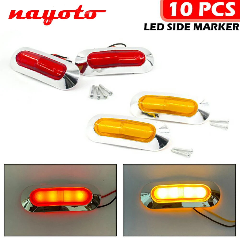 10Pcs 4 Smd Led 12V 24V Rear Side Marker Lights Warning Clearance External Lamp Indicator Car Truck Trailer Lorry Waterproof