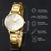 6PCS/Set Simple Scale Dial Women's Watch Fashion Gold Steel Band Quartz Watches Jewelry Set（Without Box） 5