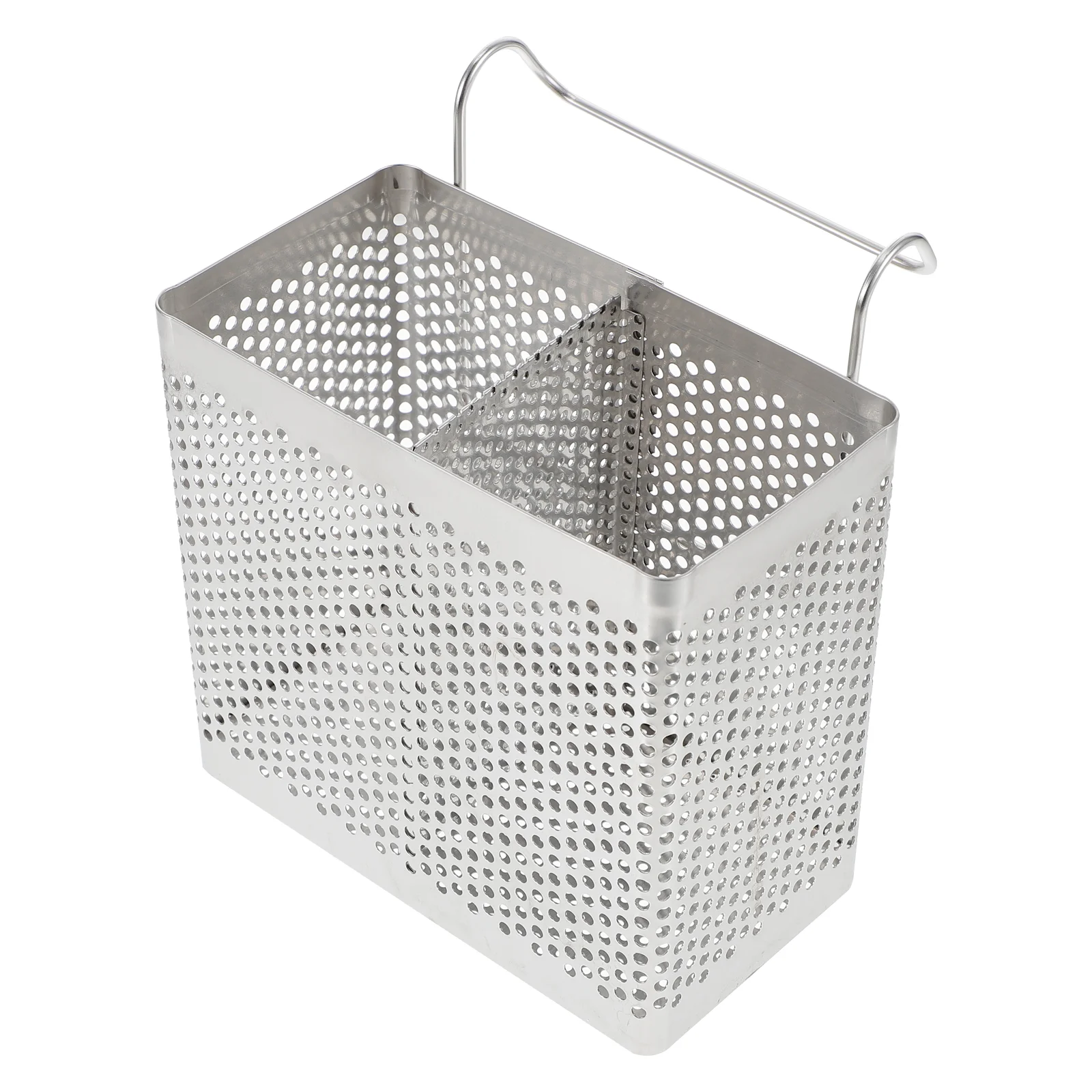

Stainless Steel Chopsticks Holder Hanging Cutlery Drying Basket Tableware Drainer with Hooks Kitchen (Double Accessories