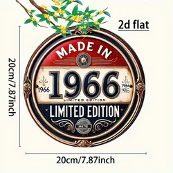 Limited Edition 1966 Ornate Round Rustic Metal Wall Art - 20x20cm (Red)