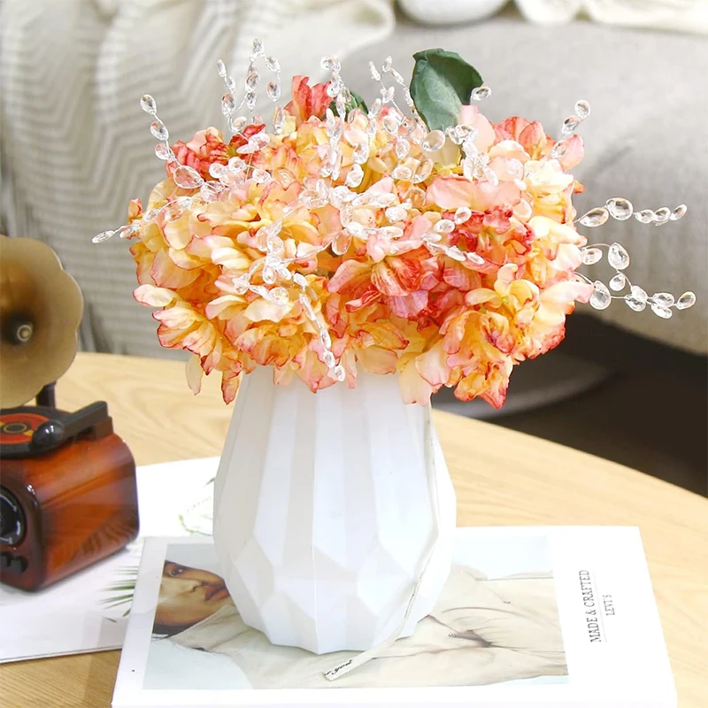 5/10 Stück 15 cm Acryl-Kristallperlen, Zweig, künstliche Blume für Haarnadeln, Basteln, DIY, Braut-Kopfschmuck, Blumensträuße, Kristall-Zubehör – Detail 5