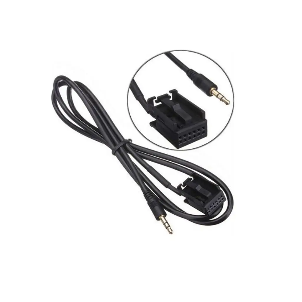 자동차 3.5mm AUX 오디오 케이블 CD30 CDC40 CD70 DVD90 MP3 음악 장치용 고품질 검정색 구리