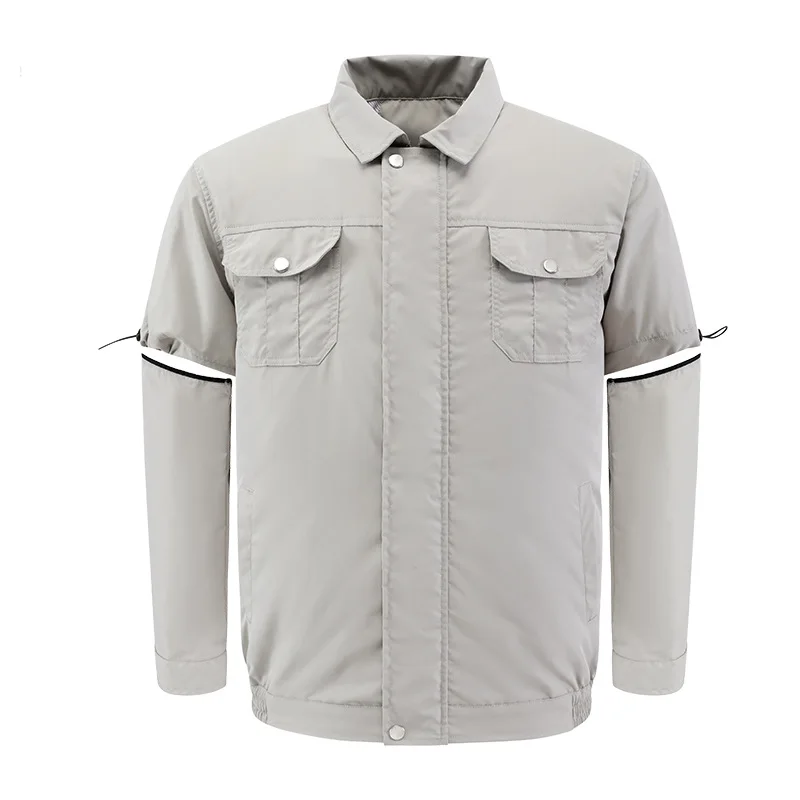 

Summer Plus Size Camping Hiking Jackets Men Fan Air Condition Cool Clothing Removable Sleeves Outdoor Working casaco masculino