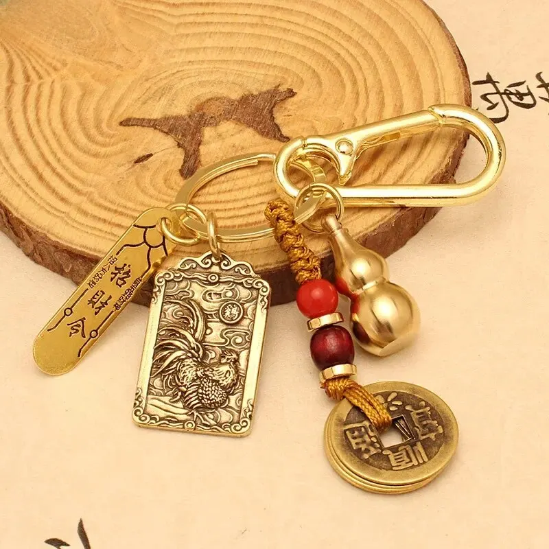 Wu God of Wealth Zhao Gongming-Zodiac chicken + yellow rope five Emperor money + gourd + fortune order + alloy buckle