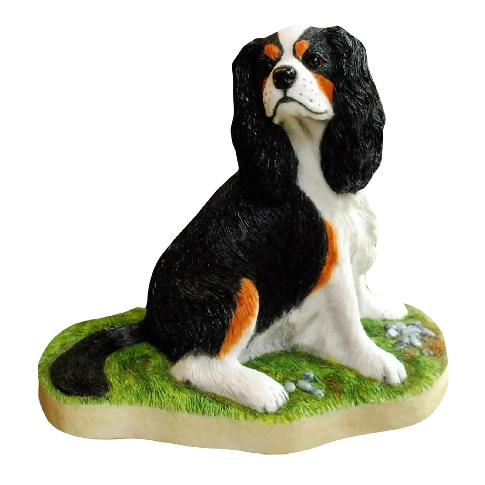 

Cute Cavalier King Charles Dog Statue Collectible Figurine Resin for Park