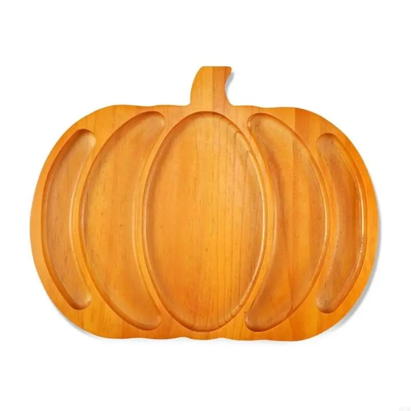 Hölzernes Serviertablett in Kürbisform, Halloween-Party, unverzichtbar, langlebig, lebensmittelecht, Snack-Organizer, 2 Größen – Detail 10